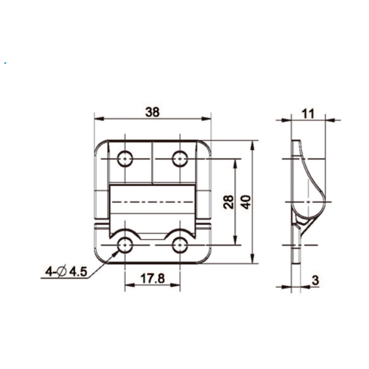 Vlak gemonteerd dempingsscharnier-B2222-3;4