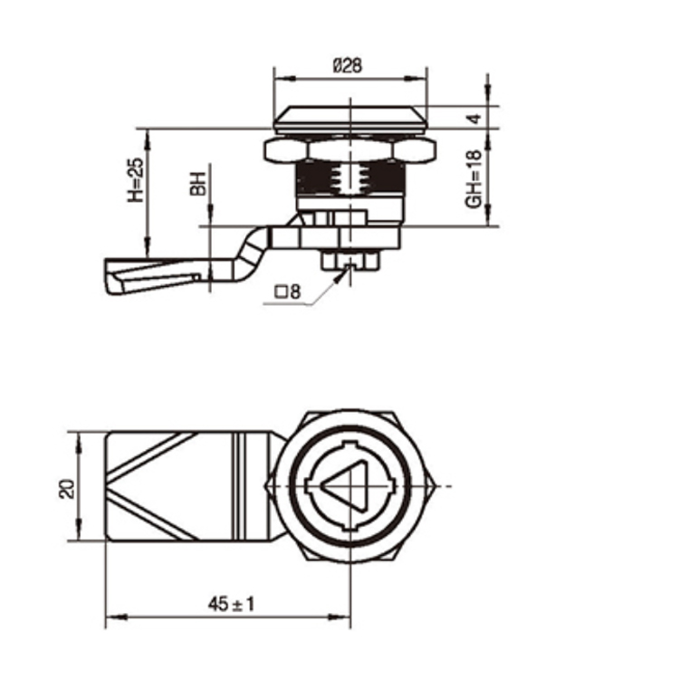 Anti-tamper tool type Cam Lock-A6017