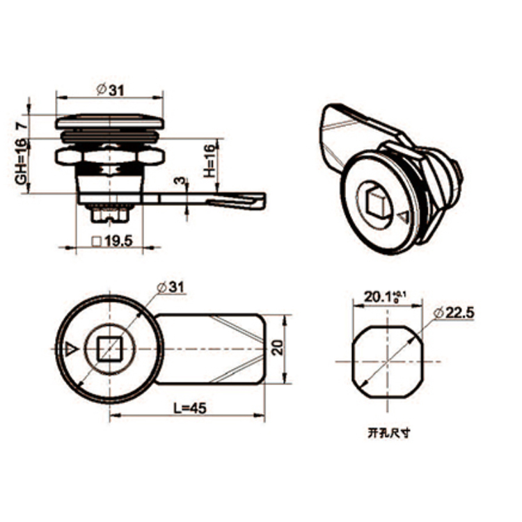Dekselgereedschap Type Cam Lock-A6018