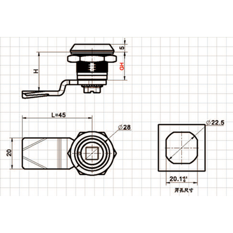 Amerikaans standaard gereedschapstype Cam Lock-A6301