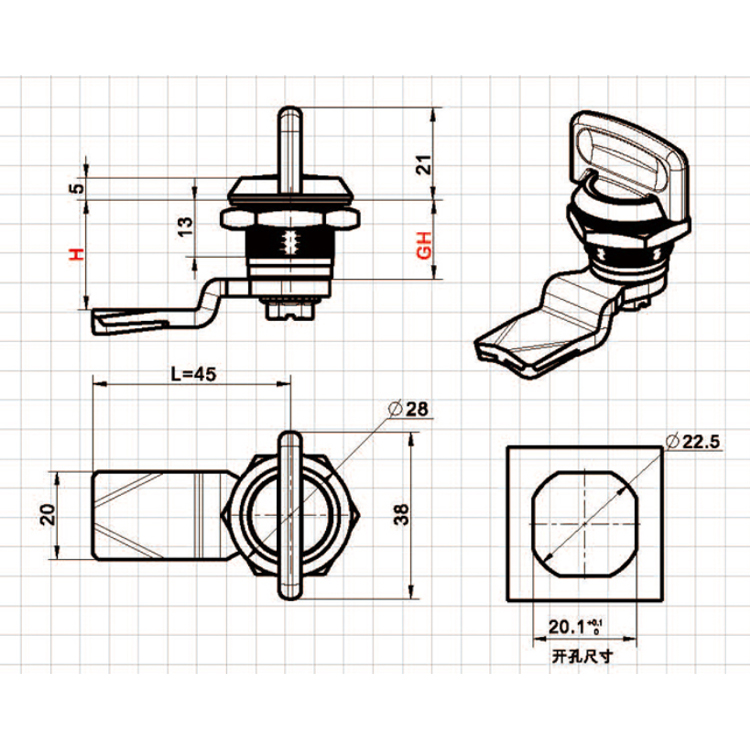 Knoptype Cam Lock-A6306-3