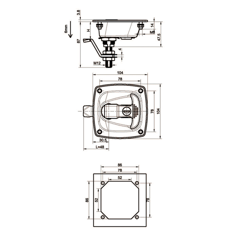 Paneeltype T-hendel Compressieslot-A7881-2